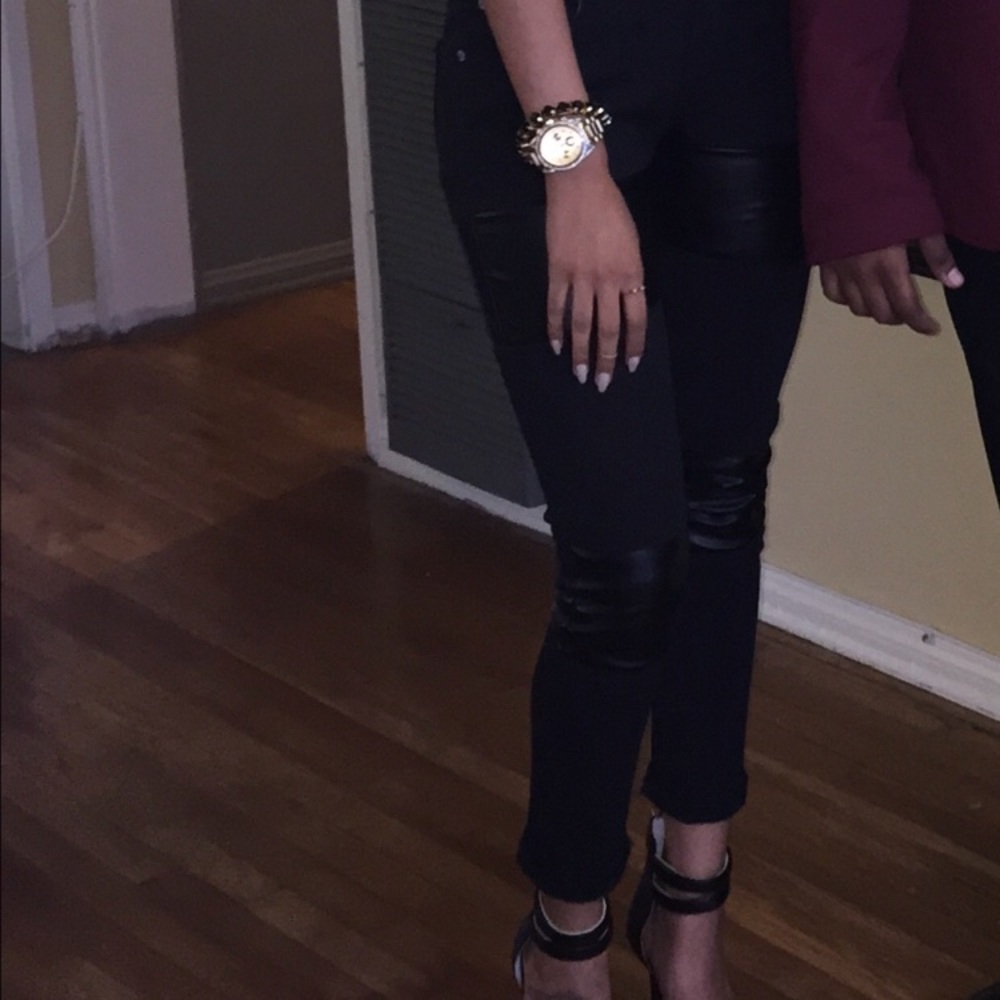 Black denim joy rich skinny jean vegan Leather - Picture 5 of 8